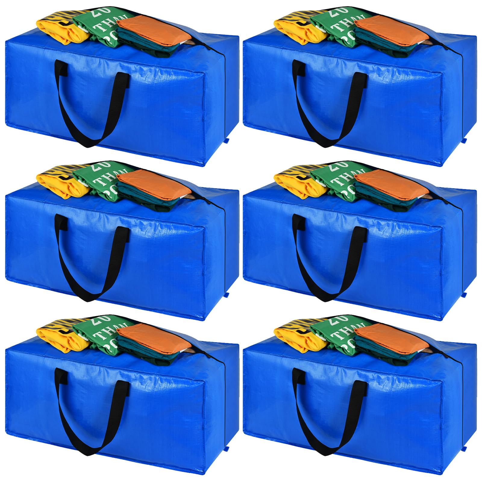 Photo 1 of Heavy Duty Extra Large Storage Bags, XL Blue Moving Bags for College Dorm Room Essentials, Moving Supplies Boxes Compatible with IKEA Frakta Cart, 6 Packs