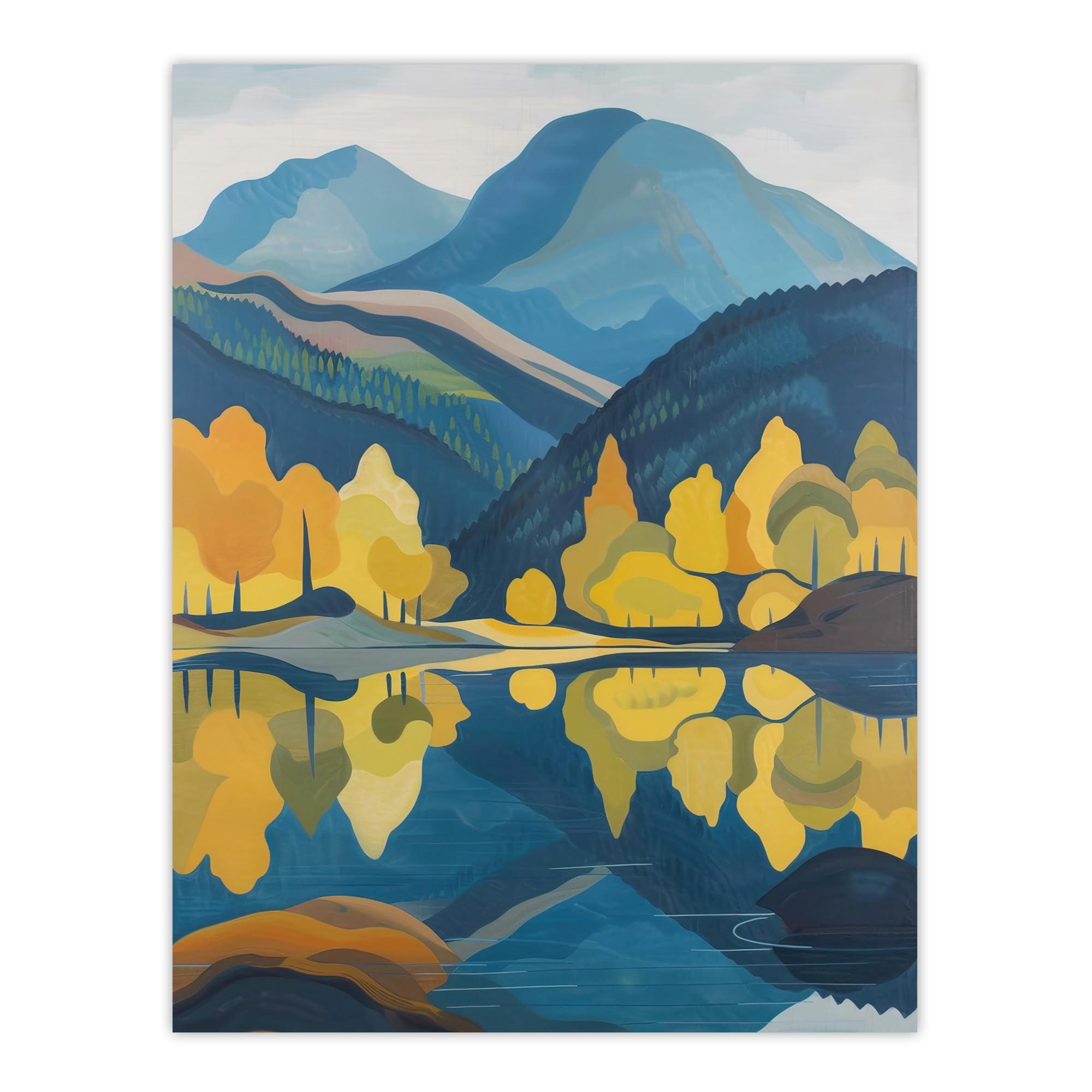 Artery8 Lake District Cumbria Artwork Summer Hills Forest Living Room Large Wall Art Poster Print Thick Paper 18X24 Inch