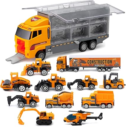 Amazon.com: Juego de juguetes de ingeniería de construcción de coches de camión de bomberos juguetes de juguete – Mini Play Vehículos de juguete en el portador de camiones de juego de coches