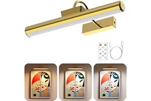 Skairipa Picture Light Battery Operated, 13in Wireless Art Light for Paintings Dimmable Recharging Battery Picture Light with Remote Control for Wall, Gallery Dartboard Art Bedroom Bathroom