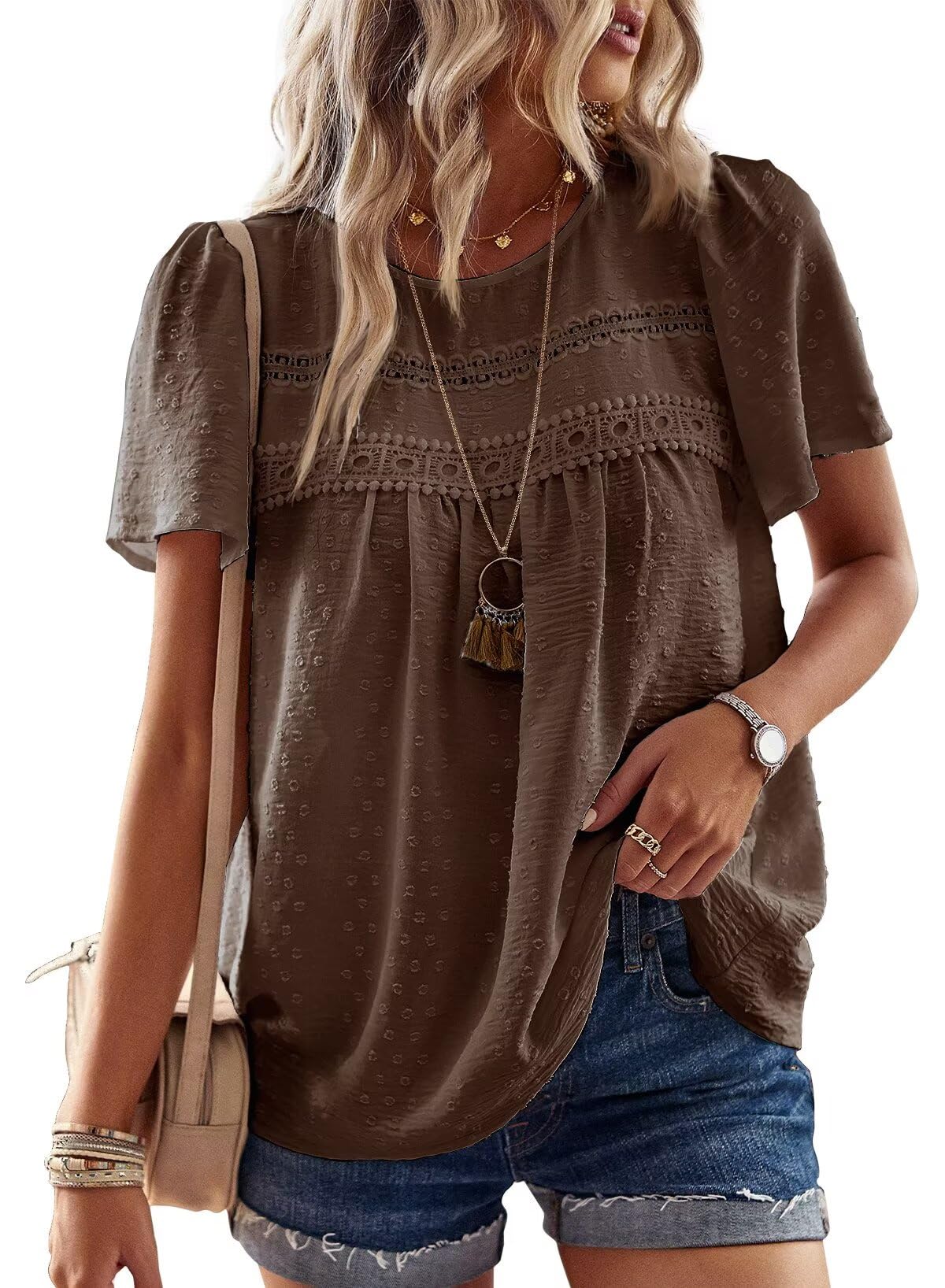 Falechay Summer Tops for Women 2025 Brown Fashion