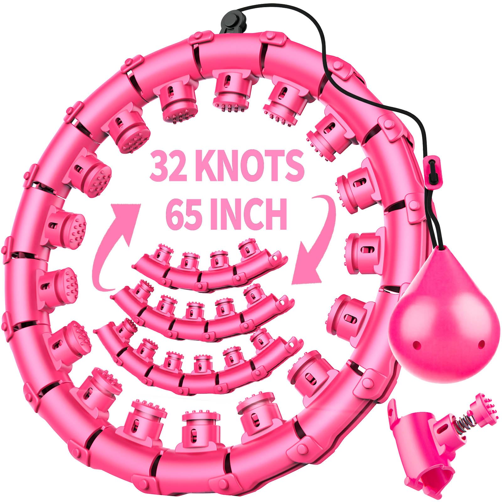 Photo 1 of SHANGUANG Infinity Weighted Hoop with 32 Links(62 Inch),Weighted Hula Hoop for Adults Weight Loss, Infinity Fitness Hoop Plus Size, for Women Smart Exercise Equipment (Bright Pink)