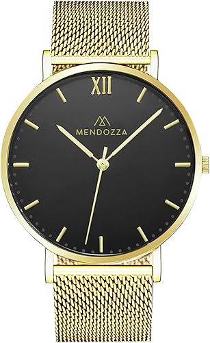Mendozza Herrenuhr Midnight Black Flache Designer Uhr Schweizer Uhrwerk Saphirglas Schwarz 40 Mm Gold Gold Mw Rg04h Gmg Amazon De Schmuck