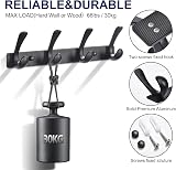BOOKARROW Coat Hook Wall Mounted Matt Black Heavy Duty Aluminum Wall Coat Rack view 2