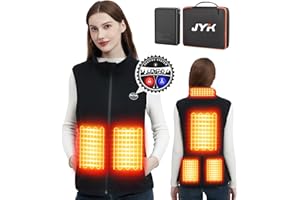 JYK Women's Heated Vest (Include 7V/2A 10000mAH Battery) with 3 Heating Levels, 6 Heating Zones,Lightweight Polar Fleece Vest