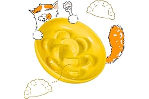 FULLCHARM Unbreakable Slow Feeder Bowl - Melamine Puzzle Cat Bowl for Slow Eating - Cat Plates for Wet & Dry Food- Dishwasher Safe & Non Slip Design - (Yellow, 1 Pack - 6.3''W*1.5H'')