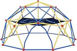 Virubi 10 FT Climbing Dome with Hammock for Kids 3-10, Outdoor Play Equipment Supporting 1000 lbs, Anti-Rust Jungle Gym, Easy Assembly Geometric Dome Climber Play Center