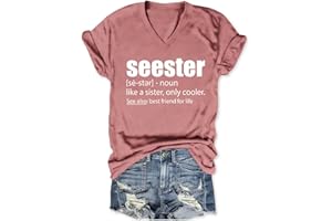 ENVIARBRILLO Seester Shirt Like A Sister Only Cooler T Shirt for Women Funny Sister Quote Graphic Tee Short Sleeve Sister Top