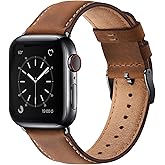 SUNFWR Leather Bands Compatible with Apple Watch Band 42mm(Series 3 2 1) 44mm 45mm 46mm 49mm for Men Women, Top Grain Genuine Leather Replacement Strap for iWatch Ultra 3 2 1, SE3 2 1, Series 11 10 9 8 7 6 5 4 3 2 1