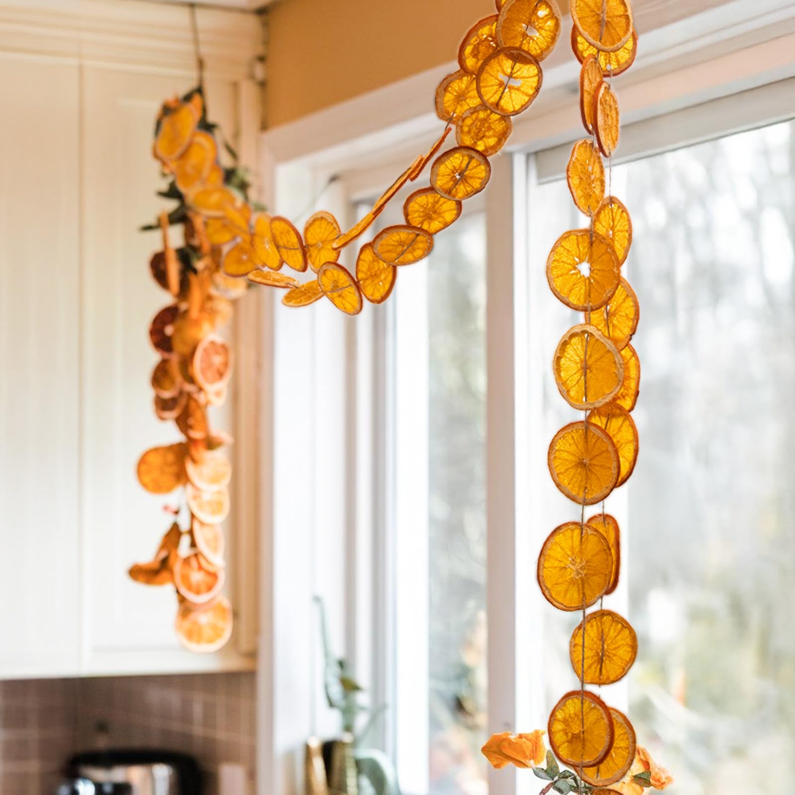 Photo 1 of Christmas Decorations - Fall Decor - 10 Ft Dried Orange Slice Christmas Fall Garland - Farmhouse Xmas Thanksgiving Decor Indoor for Table Mantle - Home Door Party Holiday Fireplace Porch Decoration