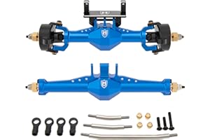 MEUS Racing Isokinetic 3-Section CVD Front and Rear Axles Maximum Steering Angle 52° Wider +5MM for TRX4M Upgrade 1/18 RC Crawler Car (Anodized Blue)