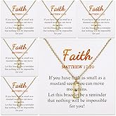 6PCS Mustard Seed Necklace Dainty Gold Plated Christian Jewelry Gifts for Women Move Mountains Charm Mustard Seed Jewelry Stainless Steel Christian Faith Necklace for Women Valentine Birthday Baptism