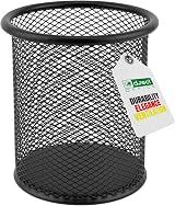 D.RECT Metal Pen Holder Round Wire Mesh Black 85 mm Office Organizer