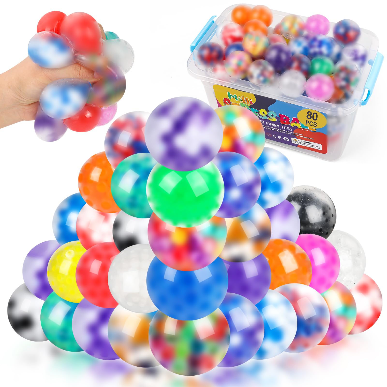 Vespro VESPRO 80Pack Stress Balls for Adults, Squishy Toys, Bulk Squishy ...