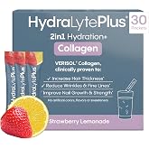 HydraLyte Plus Collagen | Verisol Electrolyte Hydration Powder Packets | Hydrolyzed Collagen &amp; Electrolyte Hydration Drink Mix with Verisol &ndash; Supports Hair, Skin &amp; Nails, 30ct