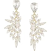 SWEETV Rhinestone Dangle Earrings for Women, Crystal Statement Drop Earrings,Chandelier Wedding Bridal Earrings for Brides, Prom Formal Party