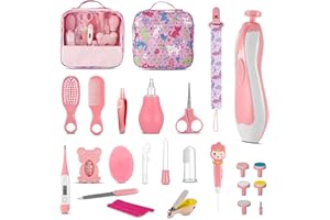 ONEVER Baby Grooming Kit, 29 in 1 Baby Healthcare and Grooming Kit, Baby Electric Nail Trimmer Set Hair Brush Comb Nail Clipper Nasal Aspirator Baby Essentials Kits for Nursery Newborn Infant Girl Boy