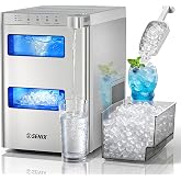 SENIX Nugget Ice Maker Countertop, 2 in 1 Portable Soft Pellet Ice Machine | 33Lbs in 24H, 5 Mins Self-Cleaning, Triple-Layer Thermal Insulation, Quiet Chewable Ice Maker with See-Through Window