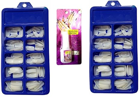 CartKing Artificial Reusable Nails Set Nail Glue(10gm), Extreme Upper Arch For a Dramatic Look, Empress Curve, Perfect For Nails Extension -200 Nails