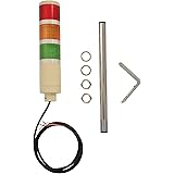 Signaworks 3 Stack Super Bright LED Tower Light,24VDC, Steady On, Red/Amber/Green, 12 inch Threaded Pole, Right Angle Bracket, 5 Foot Pre-Wired Leads (NO Power Cord OR Controls Included)