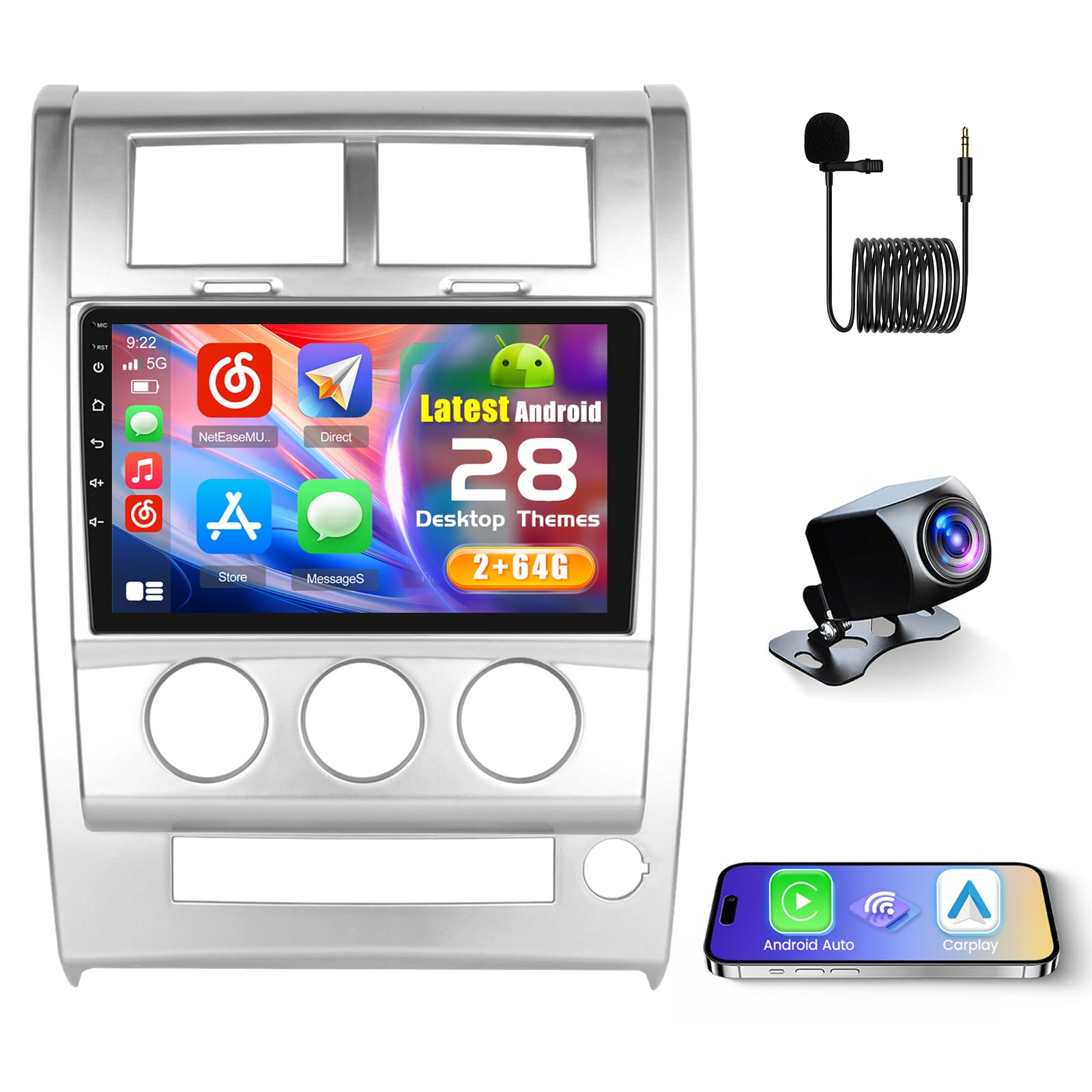 Photo 1 of Inefala 2+64G Radio for Jeep Liberty Arctic 2008-2013 CarPlay Car Stereo Android 15 10.1" Touchscreen Android Auto Backup Camera GPS EQ 28UI