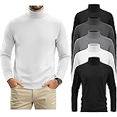Huukeay 5 Pack Mens Turtleneck Shirts Long Sleeve Pullover Sweaters Casual Tops Slim Fit Knitted Soft Basic Tee