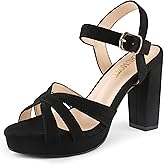 MERUMOTE Women's Open Toe Chunky High Heels Ankle Strap Platform Pump Shoes Buckle Party Sandals