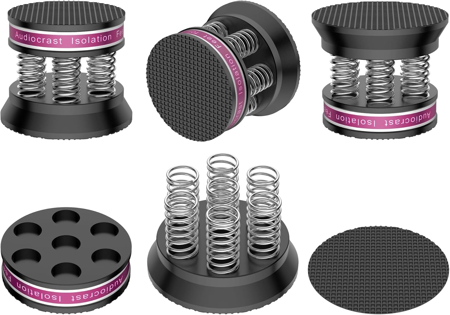 Tertullus 4 Pcs Spring Speaker Isolation Feet Turntable Feet For Hifi Devices Amplifier Turntable Dac Recorder Cd (Black)