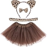 Neer 4 Pcs Cheetah Leopard Cat Ears Headband Tails Ears Bow for Halloween Animals Zoo Keeper