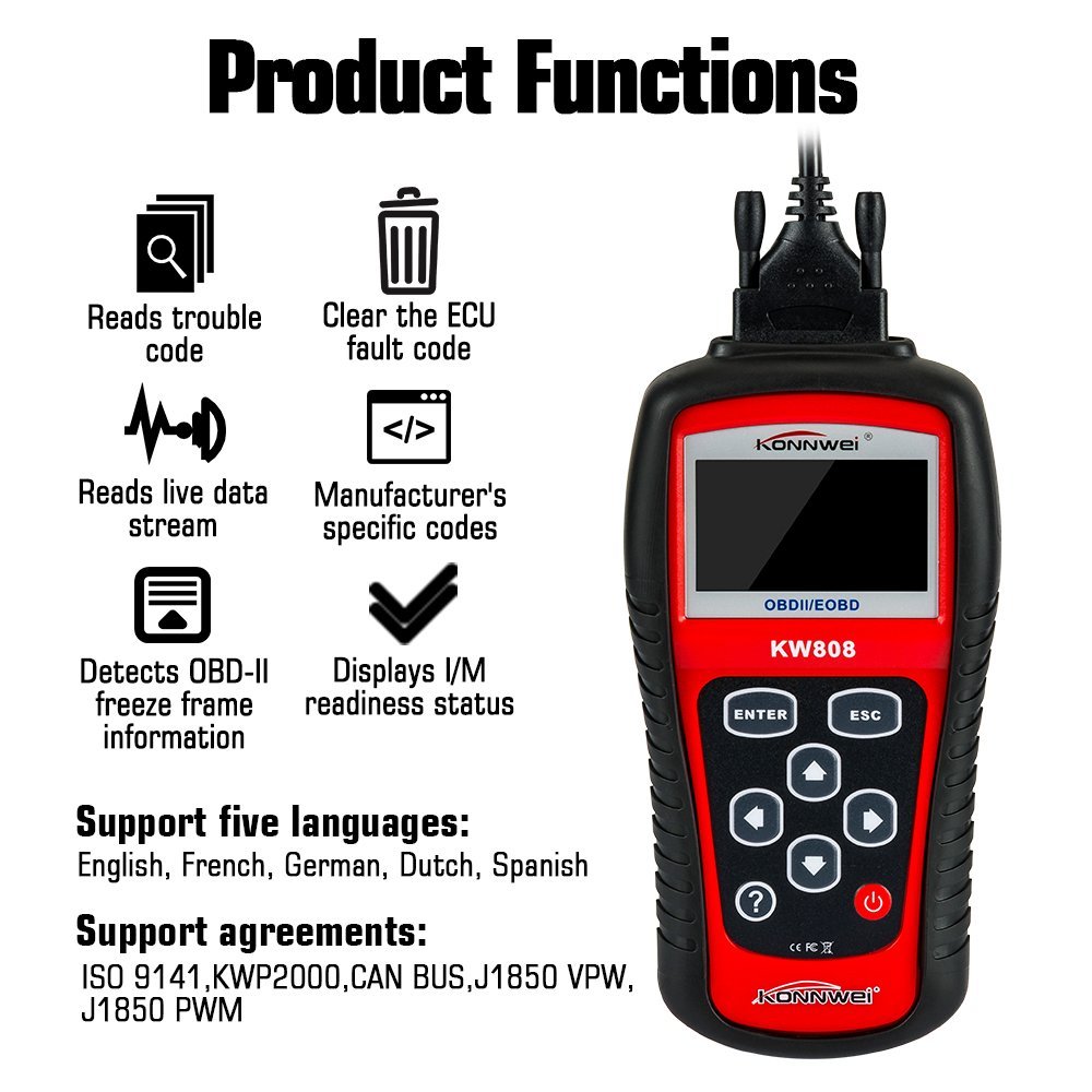 FREESOO Outils Diagnostics Universel Automobile OBD 2 Can Lecteur de Code Diagnostic Efface