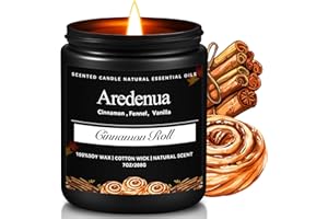 AREDENUA Cinnamon Roll Candle – Warm Holiday Cinnamon Aroma - Cozy Christmas Seasonal Candles Gift, Hand-Poured Soy Candles for Christmas Home Décor & Cozy Winter Gifting