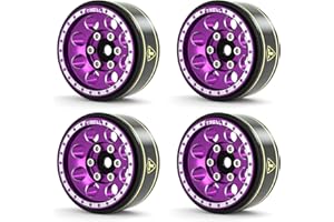 Treal SCX24 Wheels 1.0 Beadlock Wheels(4P-Set) for Axial SCX24 1/24 Crawler Brass Ring Weighted 27.3g/pc (Purple)