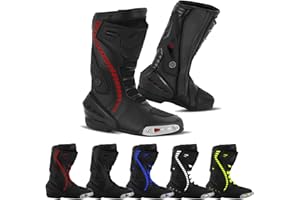 Hive Moto Men's Motorcycle Shoes Ankle Motorbike Waterproof Leather Racing Boots Non-Slip Sole Motorcross Long Shoes Waterproof