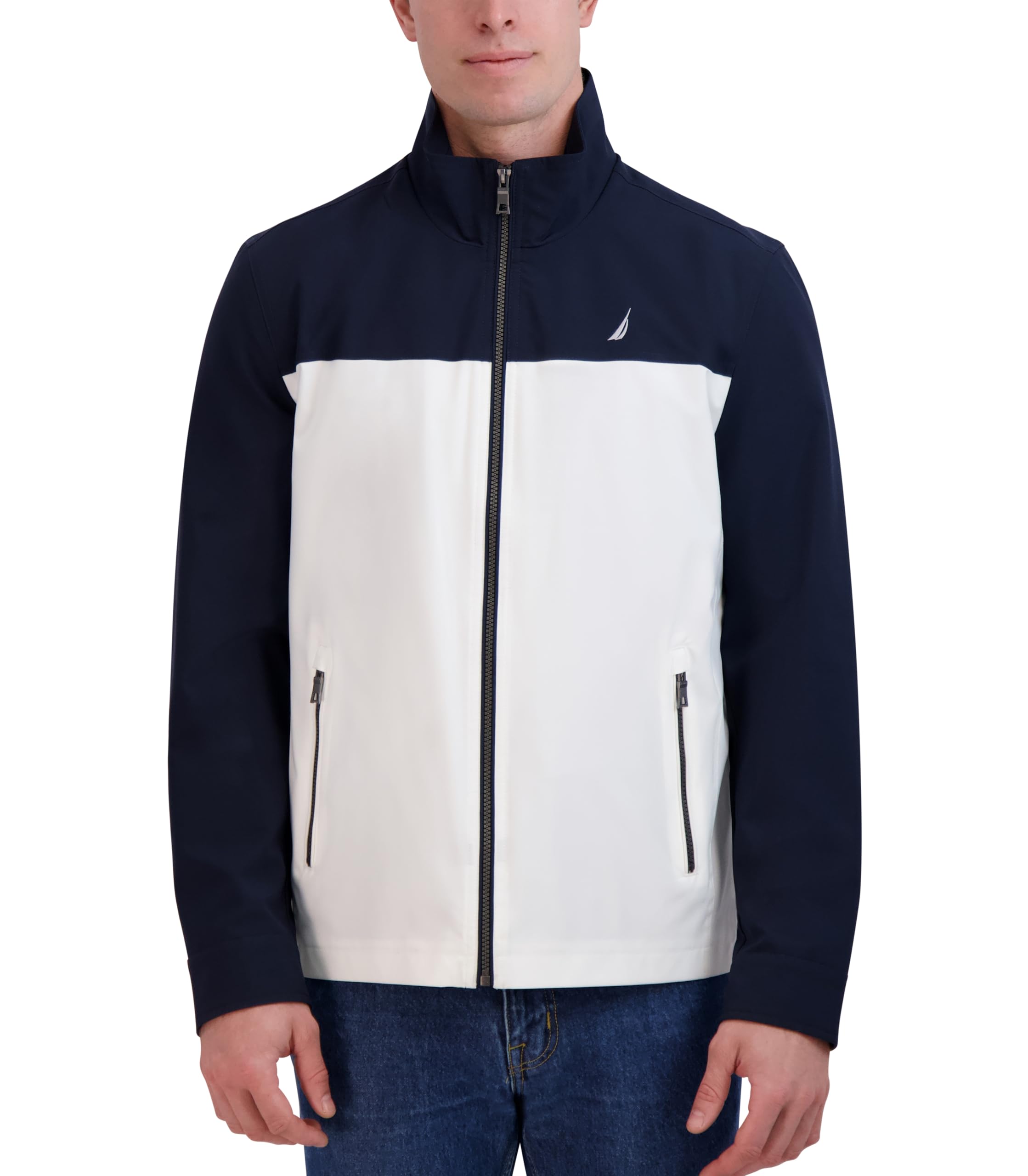 Nautica Men's Golf Jacket – Casual Wear Windbreaker Jacket, Regular, Big & Tall Sizes, White Navy, Small Image