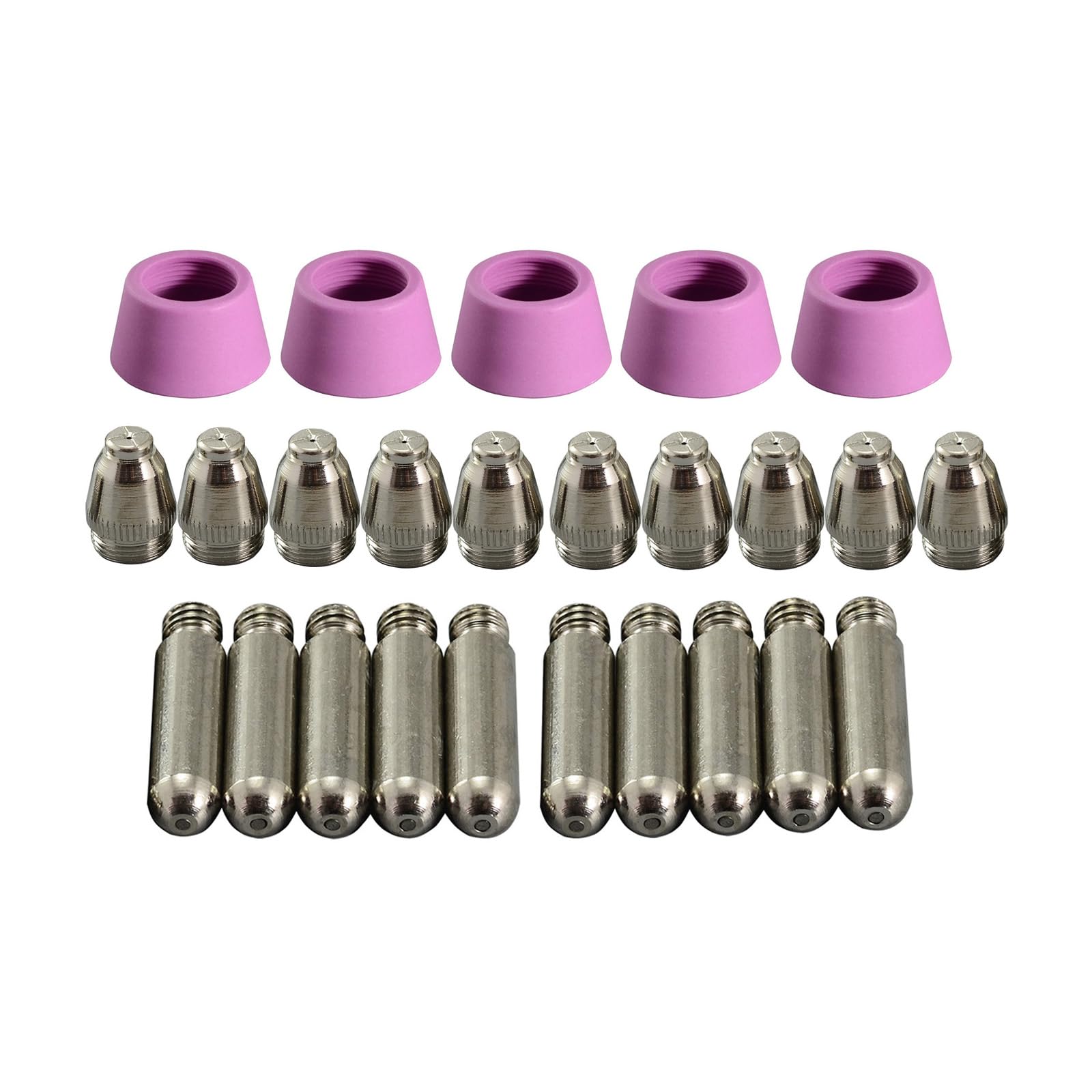 RIVERWELD SG-55 AG-60 WSD-60 Plasma Electrode with Hafnium Wire Plasma Tip Nozzle 1.2mm 60Amp Alumina Nozzle Ceramic Cups kit Fit CUT-60 LGK-60 Plasma Cutter 25pcs