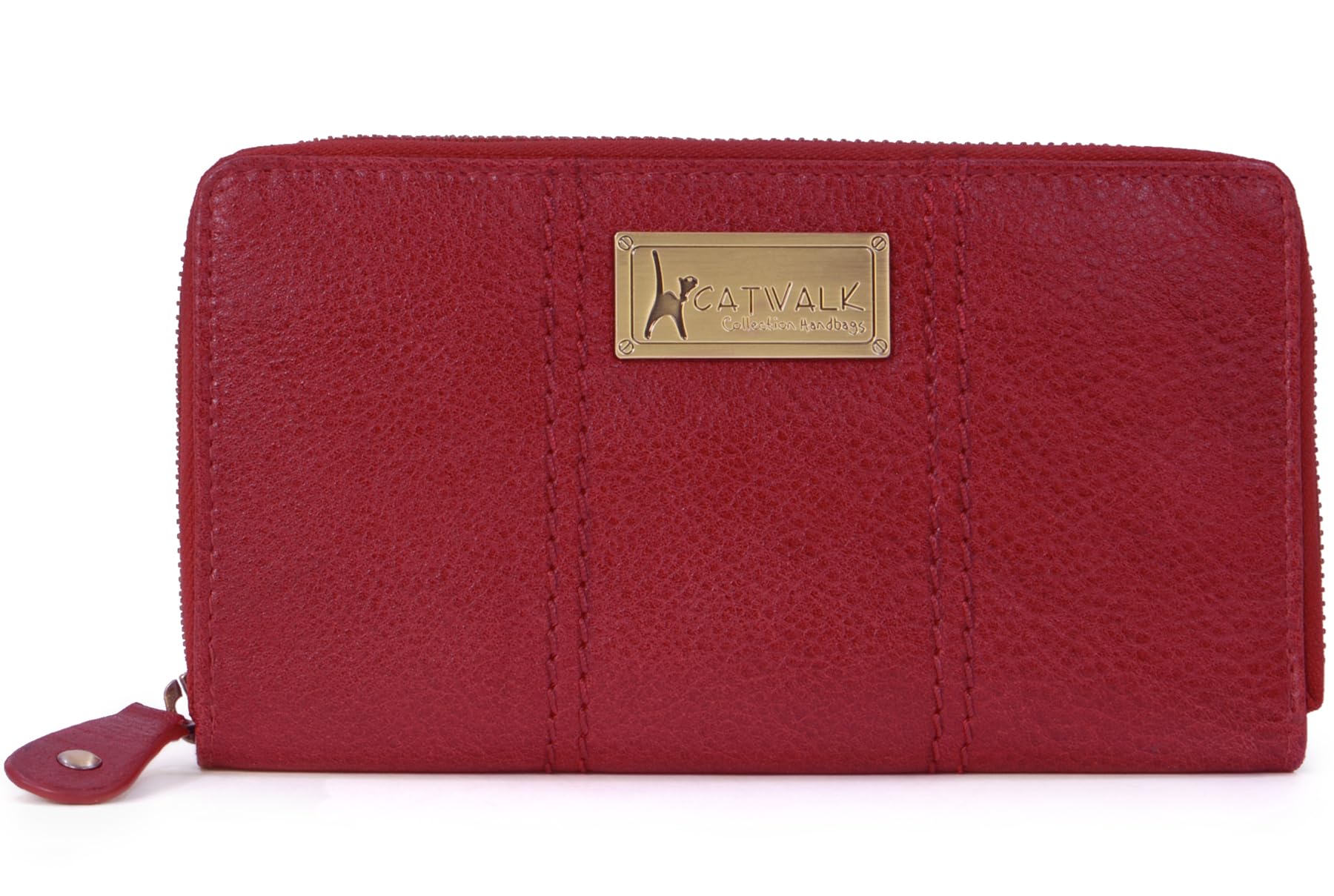 Catwalk Collection Handbags - Ladies Medium Leather Purse - Women's Wallet with 8 Card Slots & Coin Pocket - RFID Protection - Gallery - Red