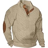SOLY HUX Men's Knit Pullover Sweater Long Sleeve Stand Collar Button Vintage Tops Fall Outfits