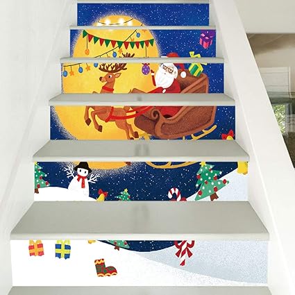 Amazon Com Gxok 6pcs Set 3d Christmas Decoration Stair Stickers