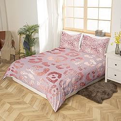 Pink Leopard Duvet Cover Queen for Girls Pink