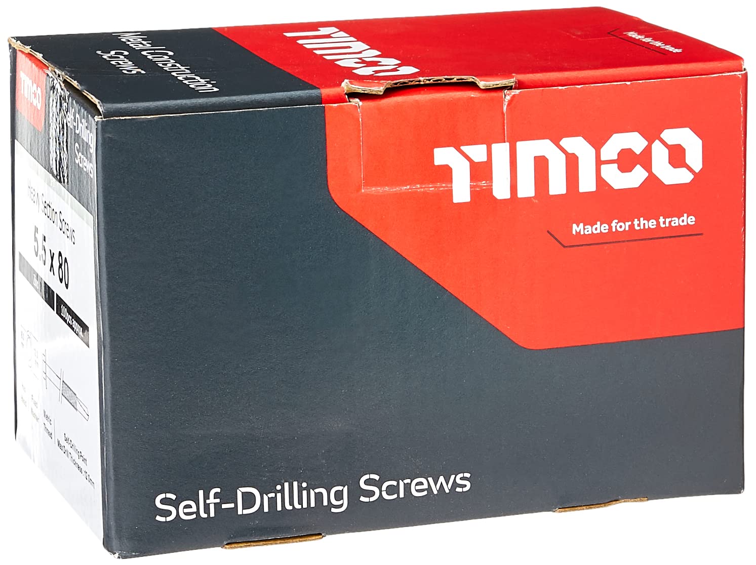 TIMCO Metal Construction Heavy Section Screws - 5.5 x 80mm - Hex - Self-Drilling - Zinc