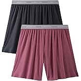 BAMBOO COOL Womens Pajama Shorts Elastic Waistband Pj Pants Leg Opening Lounge Sleep Shorts, 2 Pack
