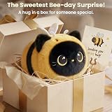 Mewaii Cute Black Cat Bee Plush Pillow 8 Inch Kawaii Stuffed Toy view 5