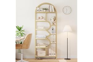 6-Tier Arched Bookshelf, 81.7'' (207 cm) Tall Geometric Bookcase with Metal Frame, Modern Open Storage Display Shelf, Freesta