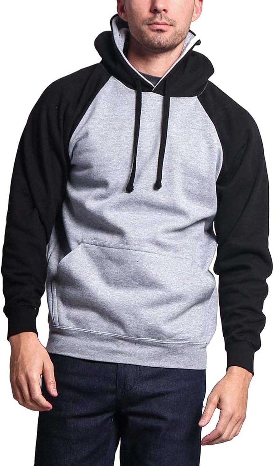G-Style USA Premium Heavyweight Contrast Raglan Sleeve Pullover Hoodie Sweatshirt at  Men’s Clothing store