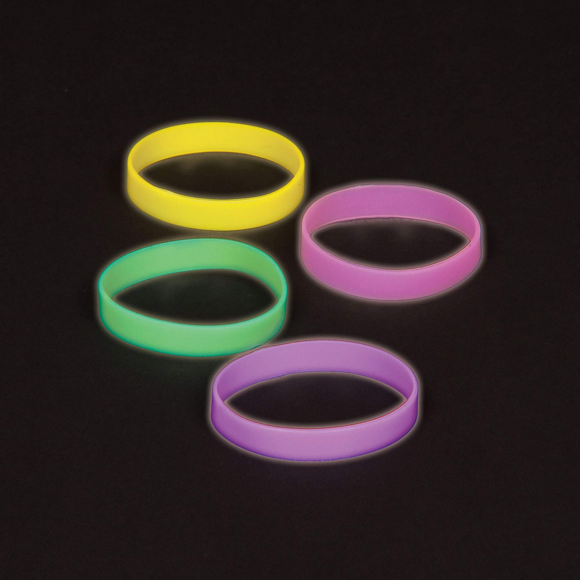 Baker Ross EF433 Glow in the Dark Wrist Bands - Pack of 10, Ideal for Party Bag Fillers, Birthday Parties and Costumes, Kids Novelty Halloween Bracelets, Wrist Bands