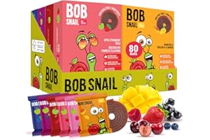 Bob Snail Fruit Roll Ups – Healthy Sweets Snacks, Real Dried Fruits, No Added Sugar, Vegan, Nut Free, Candy for Adults, Kids,