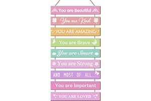 UBTKEY Girls Room Wall Decor, Set of 9 Pieces Wall Decor for Girls Bedroom Teen Girl, Inspirational Wall Art Hanging Plaque for Kids Baby Girl Nursery Wall Decortaions