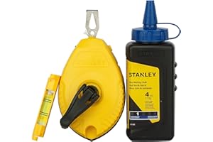 STANLEY Chalk Line Box Set, Blue Chalk with Plastic Line Level, 4oz, 3-Piece (47-443)