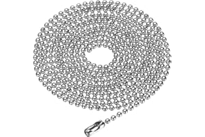 HARFINGTON Stainless Steel Beaded Ball Chain 1.5mm 29.5" Length 316L Round Bead Necklace Dog Tag Pull Chains with Connectors 