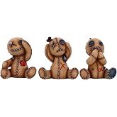 Nemesis Now Three Wise Voodoo Dolls Figurine Set, See No Evil Hear No Evil Speak No Evil Hand-Painted Resin Gothic Halloween Decor Collectible
